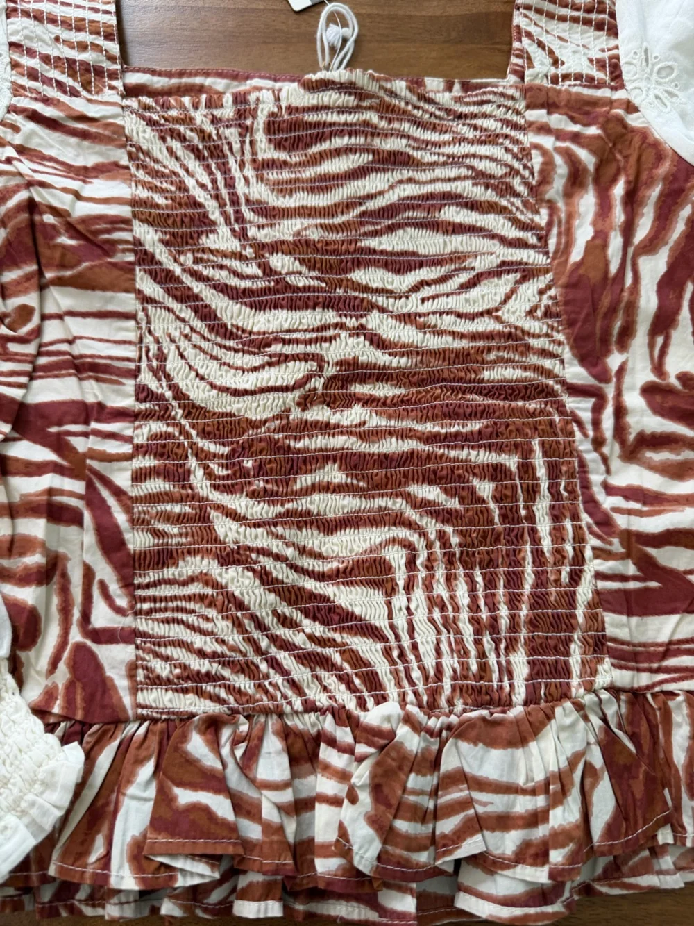 NWT Anthropologie Love the Label Zebra Print Top w/ Eyelet Sleeves Size M